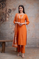 Stylish Butterfly Print  Kurta Pant Dupatta Cotton set